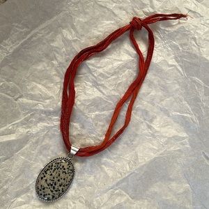 Sterling silver large oval size natural gemstone boho necklace